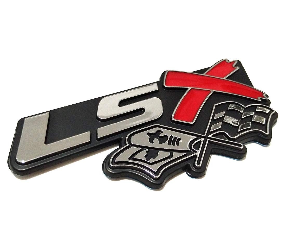 2Pcs Chrome Red LSX Racing Flag Emblem Badge For Camaro Firebird LS1 LS2 LS3