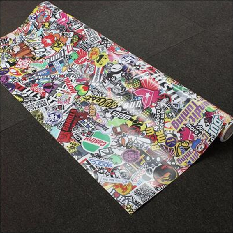 Car Sticker Bomb Wrap Sheet Decal Panda Cartoon Graffiti 50x152cm Self Adhesive