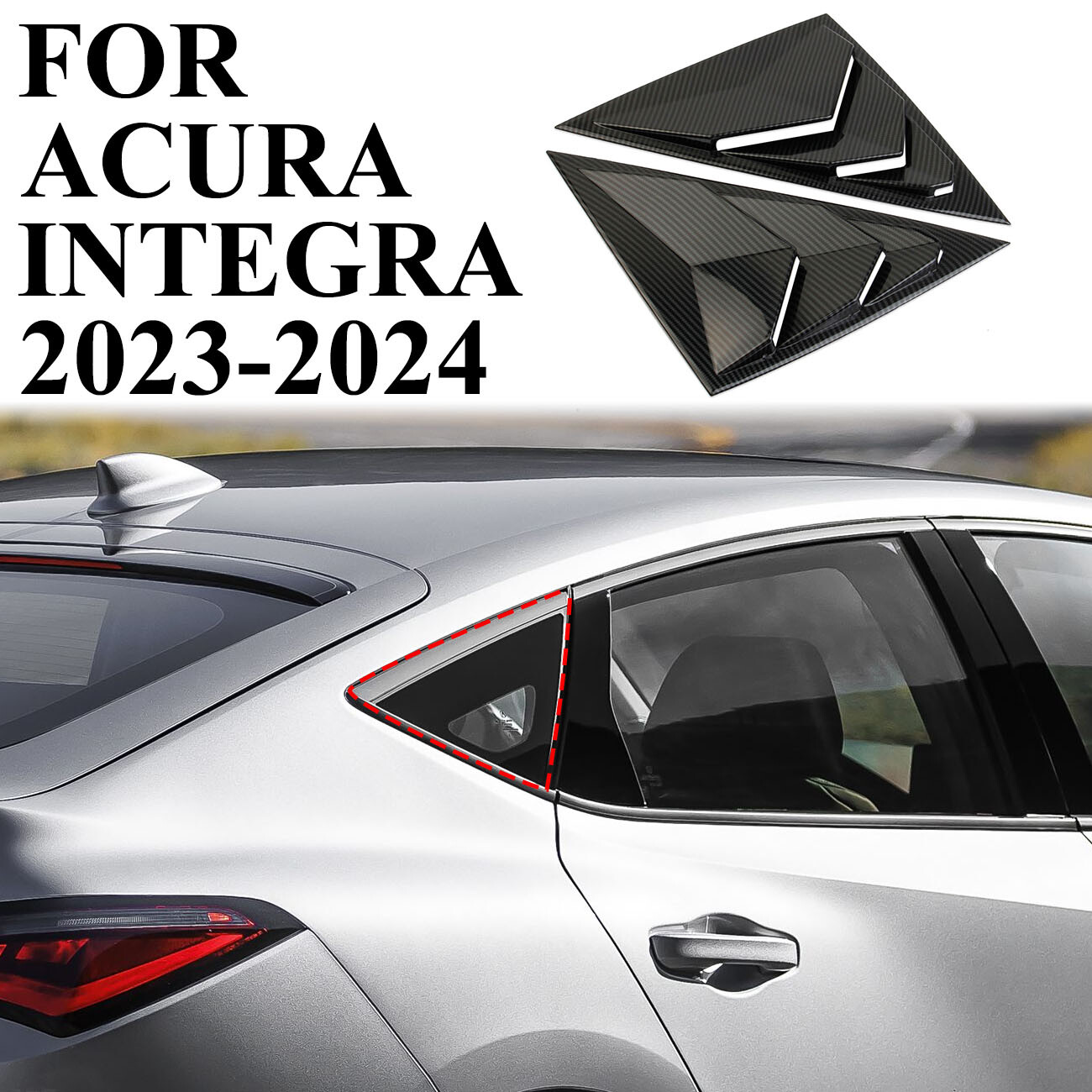 Carbon Fiber Style Body Side Window Blinds Trim Cover For Acura Integra 2023+