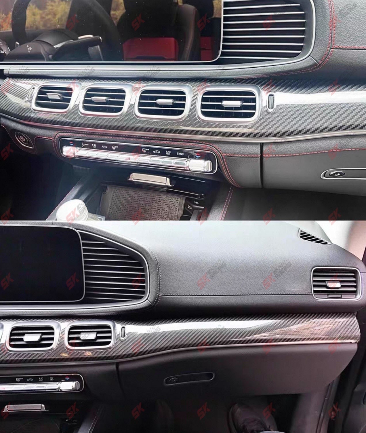 For Benz S-Class GLS450 580 GLS63 AMG 20-26 Dry Carbon Fiber Car Inner Trim Kits