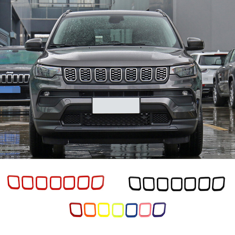 Black Multicolor ABS Front Grille Inserts Mesh Cover Trim For Jeep Compass 2022
