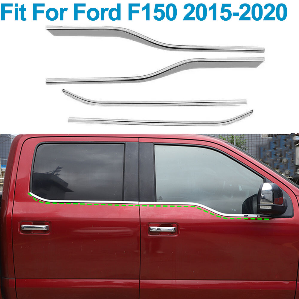 ✅ Chrome Window Bottom Sill Trim Strips Cover Molded 2015-20 For Ford F150 4Door