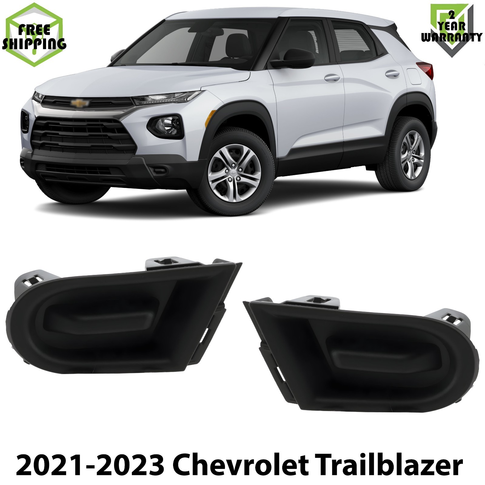 Front Fog Lights Cover Textured Left & Right Side For 2021-23 Chevy Trailblazer