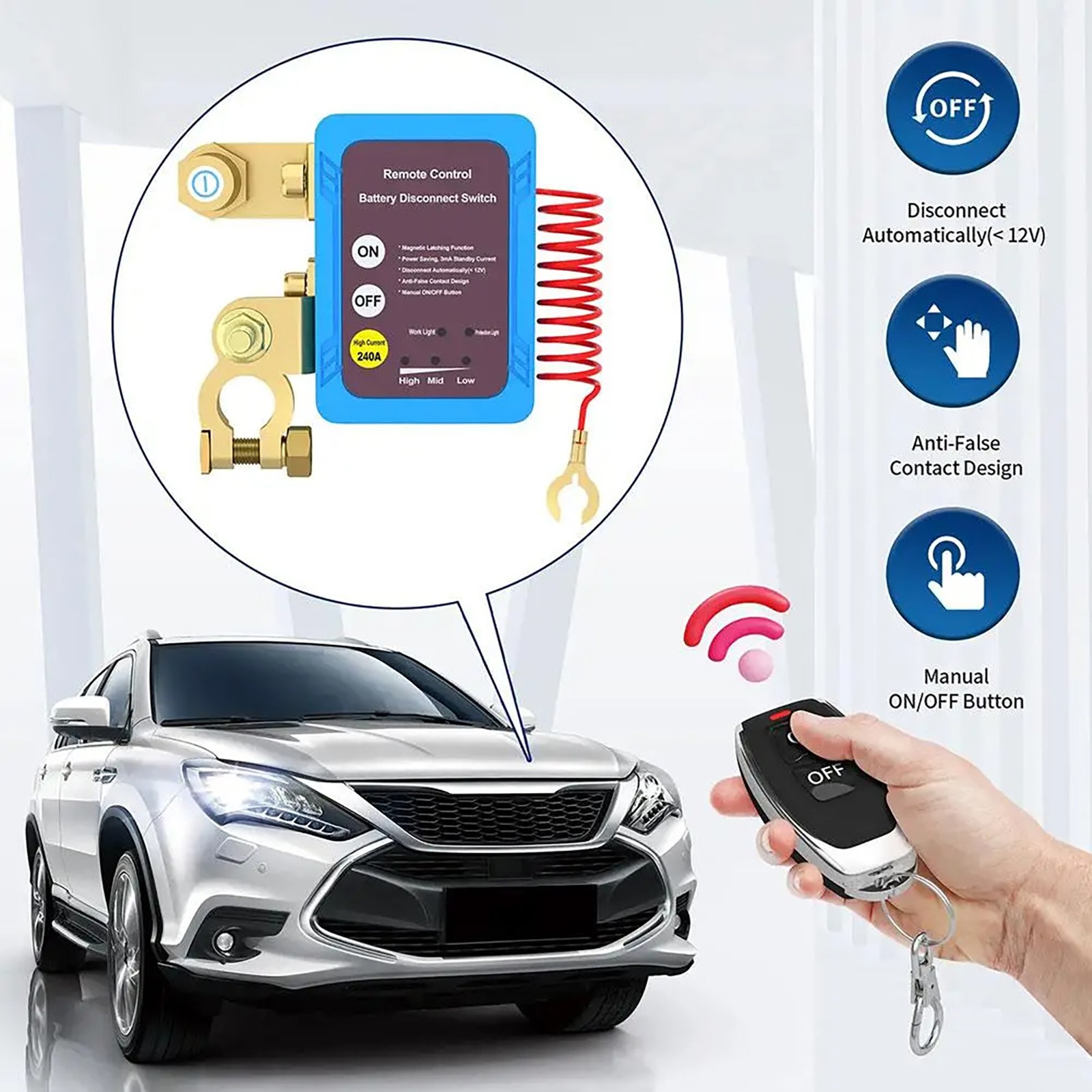 12V 240A Remote Battery Disconnect Switch Replacement Part For Auto RV ATV