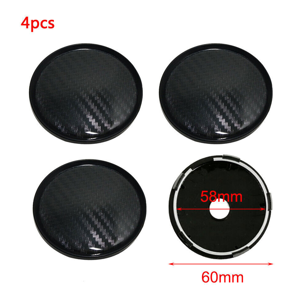 60mm Black Carbon Fiber Car Wheel Center Hub Cap Rim Hub Cover Auto Accessories