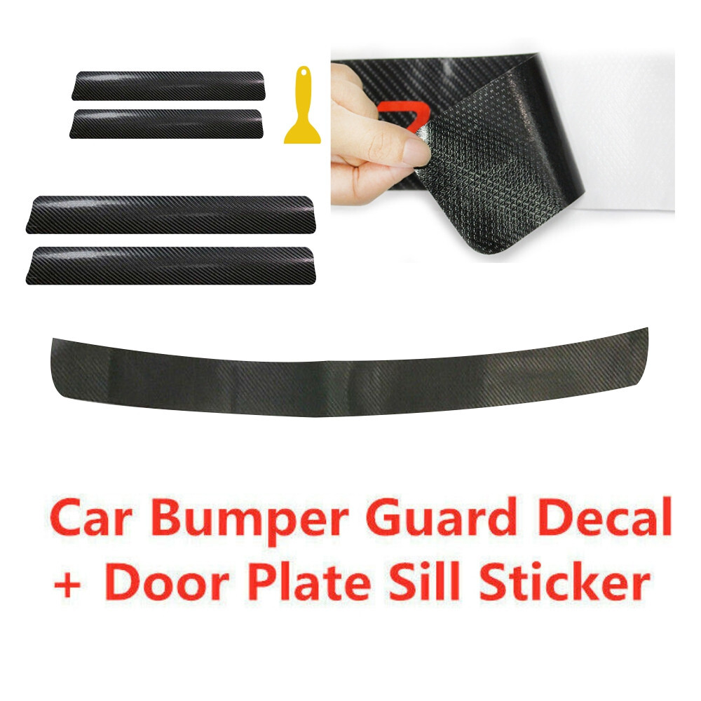 Car Rear Bumper Door Sill Scuff Plate Cover Strip Sticker Guard Protector Trim