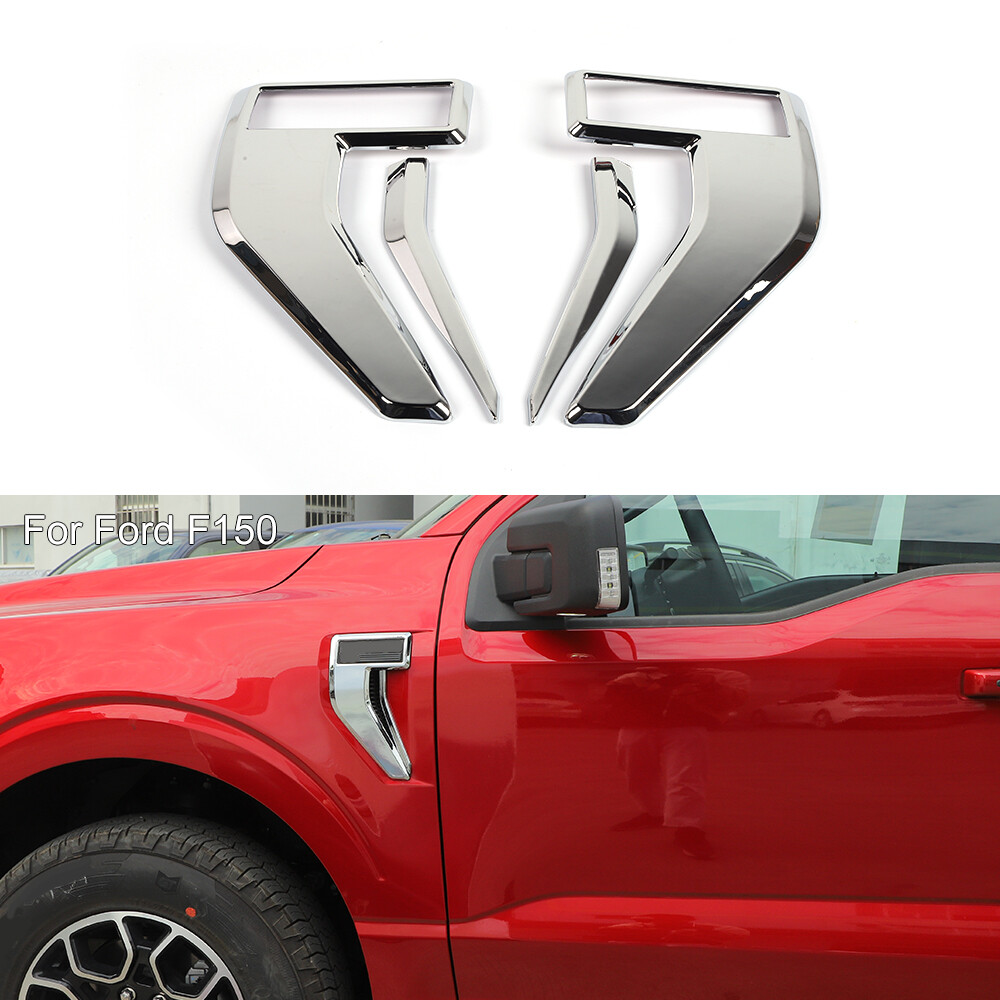 Chrome Exterior Side Fender Vent Cover Trim For Ford F150 2021-2023 Accessories