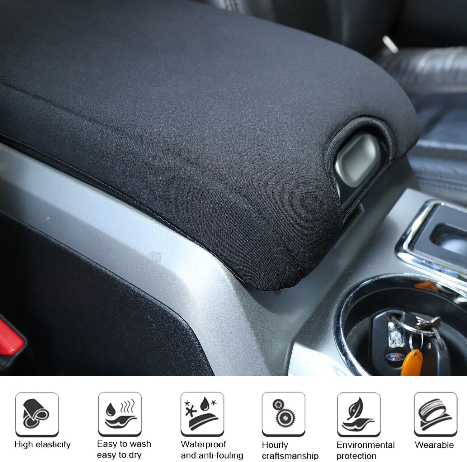 For 2009-2014 Ford F150 Center Console Cover Armrest Pad Soft Cover Mats Black