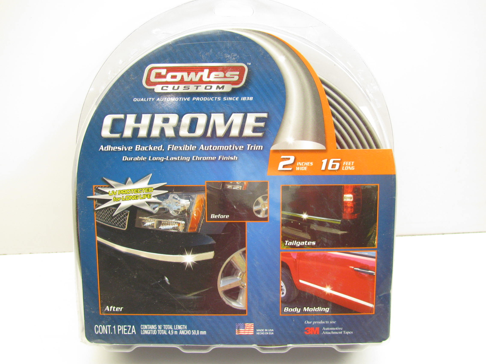 Cowles S38900 Universal Flexible Chrome Adhesive Backed Molding Trim 2″ X 16′