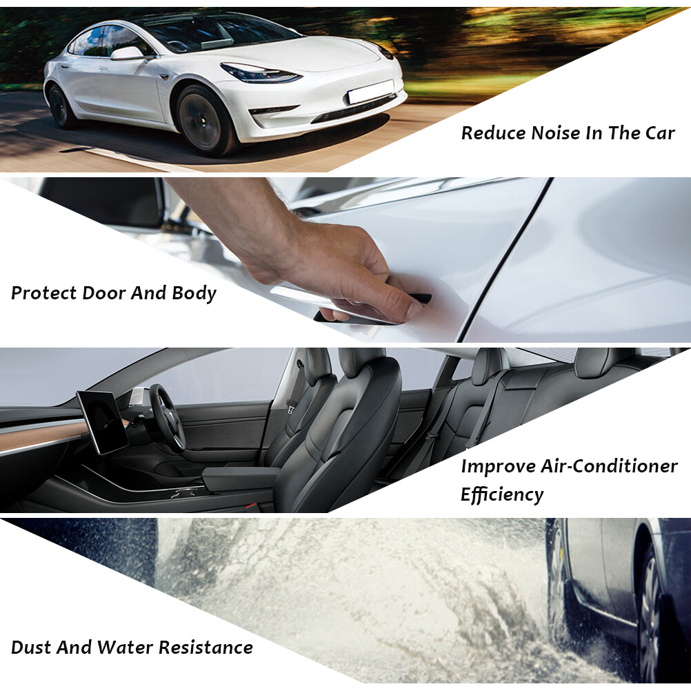 For Tesla Model 3 Y Weatherstrip Seal Strip Self Adhesive Noise Reduce Rubber