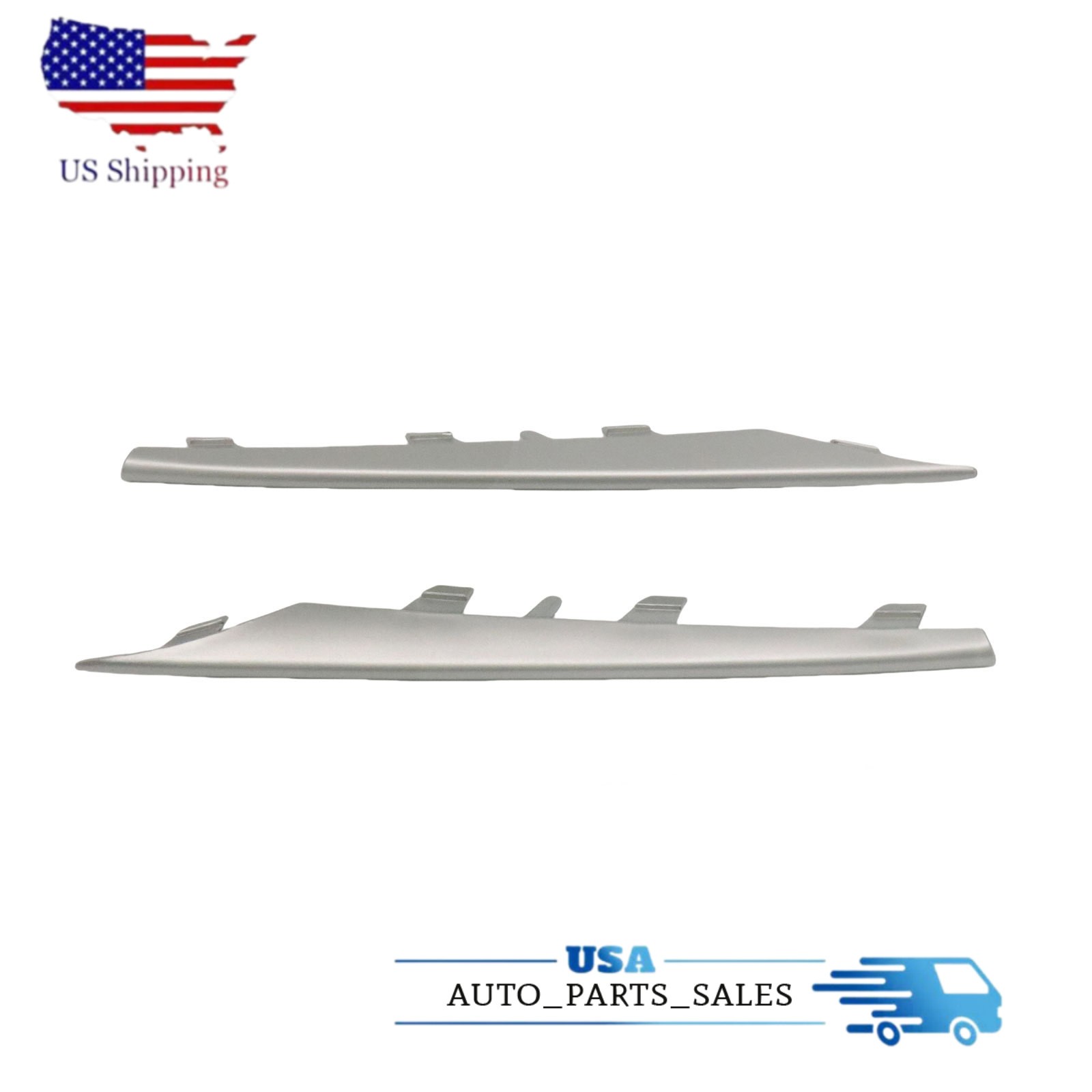 Front Driver and Passenger Side Bumper Trim Molding Set Silver For 11-13 BMW X5