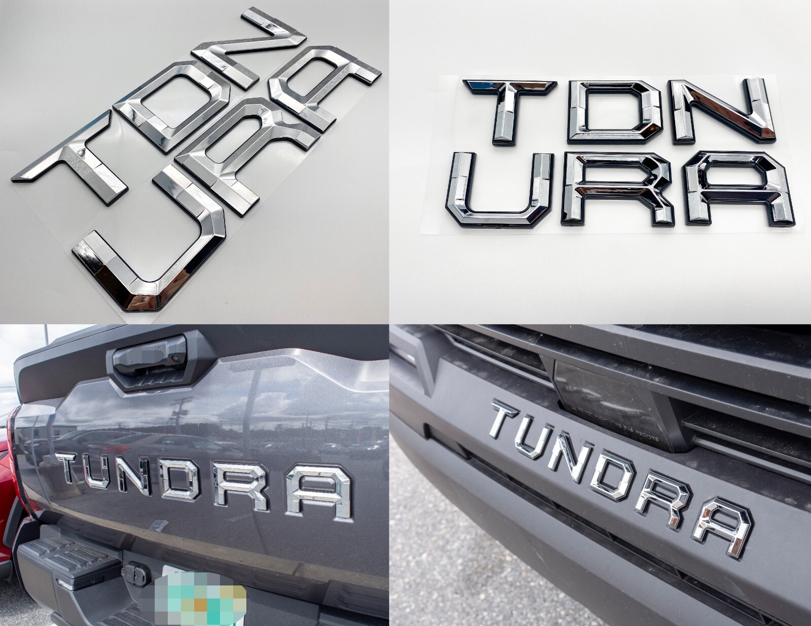 2022 2023 2024 Chrome Black Front Rear Emblem TUNDRA Bumper Letters Insert Badge