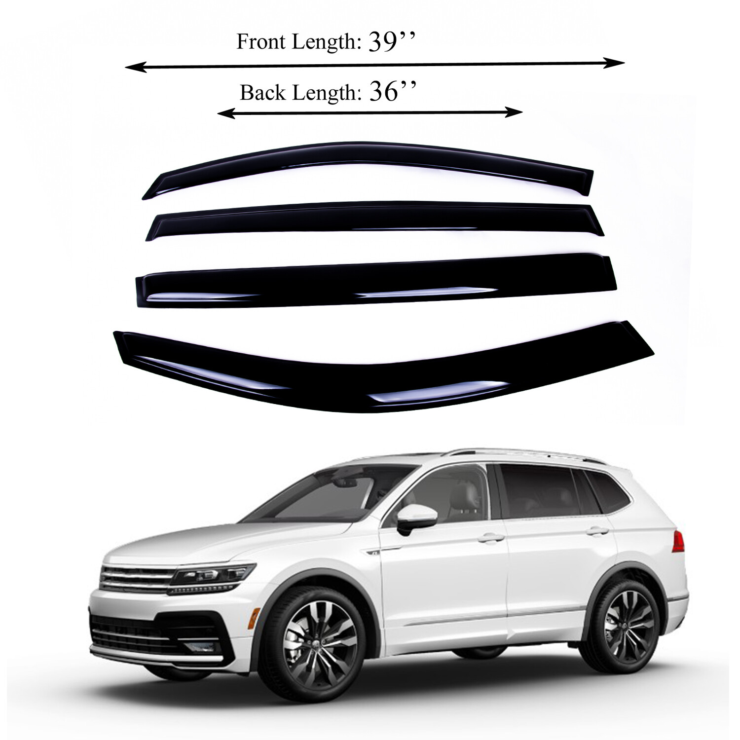 Fits for TIGUAN 2017-20 Acrylic Side Window Visor Sun Rain Deflector Guard