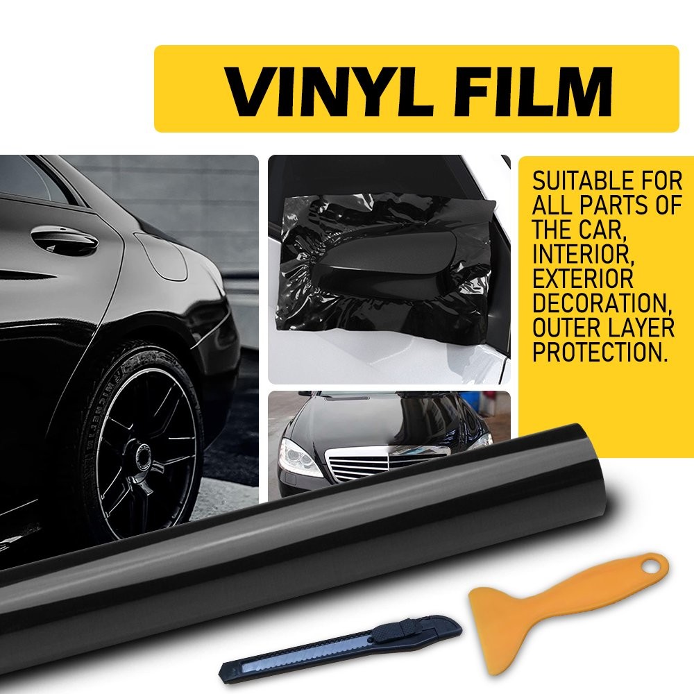 300cm Vinyl Black Wrap Gloss Car Film Sticker Decal Bubble Free