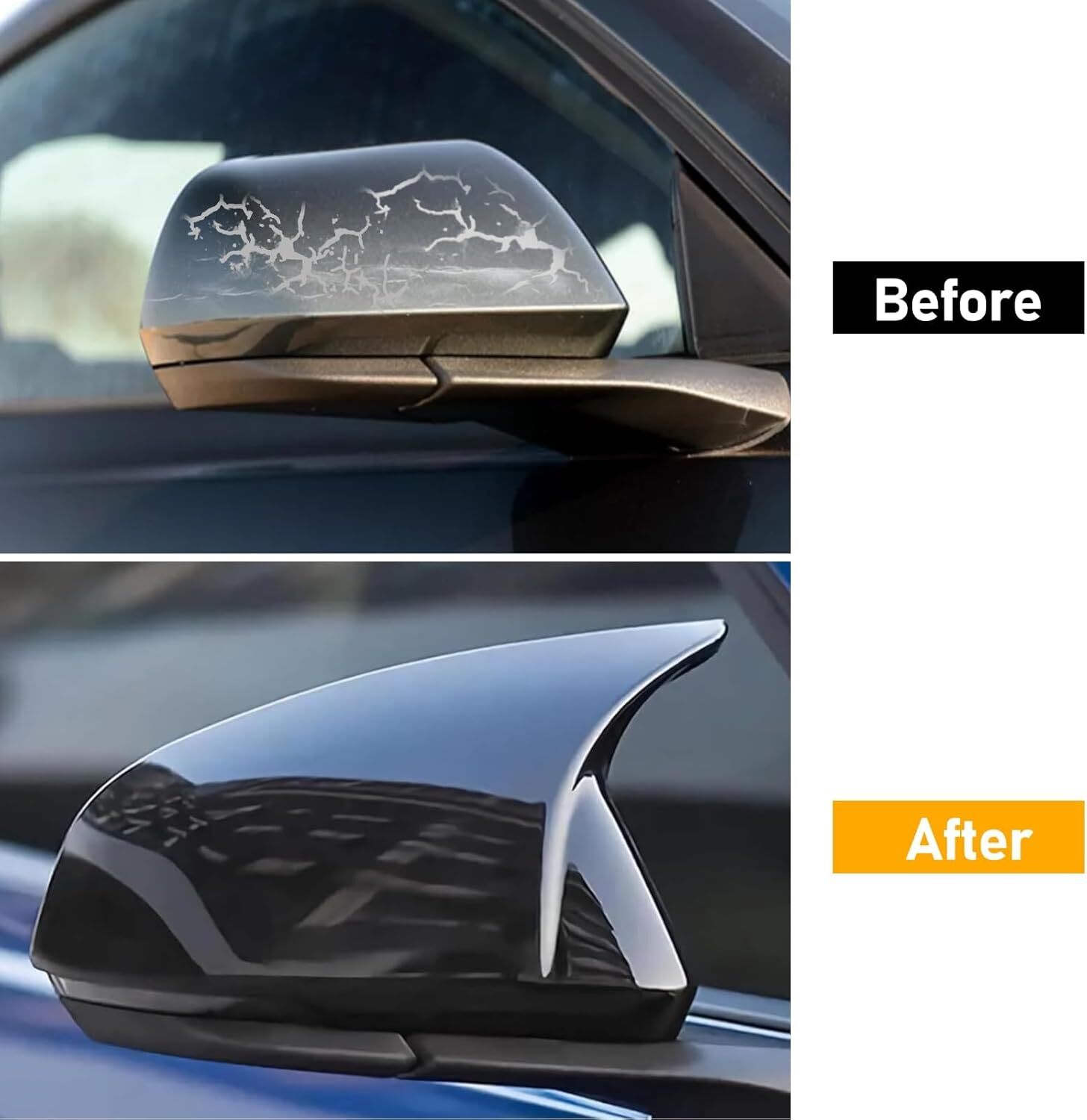 ✅Reverse Mirrors Shell Mirrors Case Cover No Signal Light For 15-23 Ford Mustang