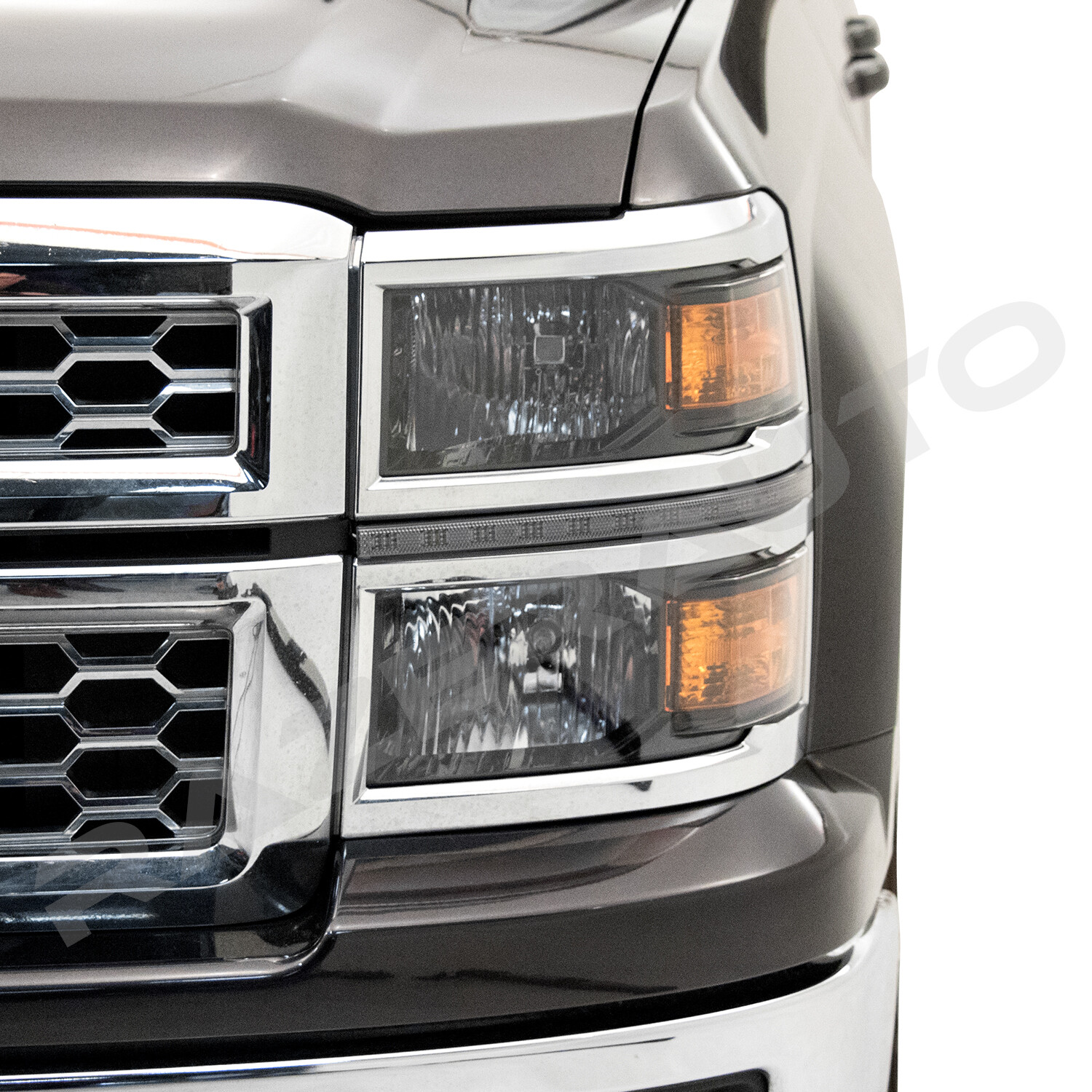 Headlight LED Strip Running Light Smoke Len 1Pair for 14-15 Chevy Silverado 1500