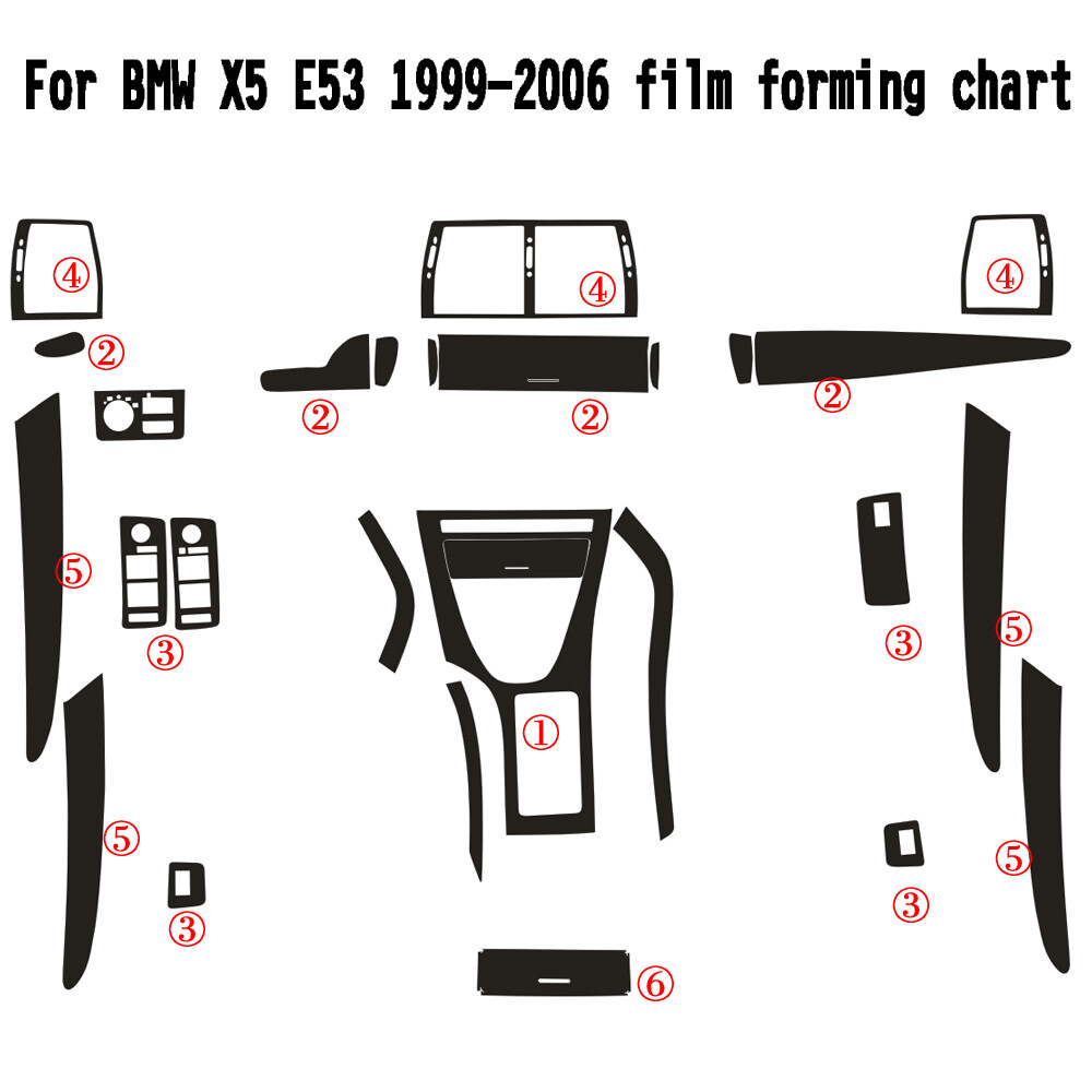 For BMW X5 E53 1999-2006 5D Carbon Fiber Pattern Interior DIY Trim Decals