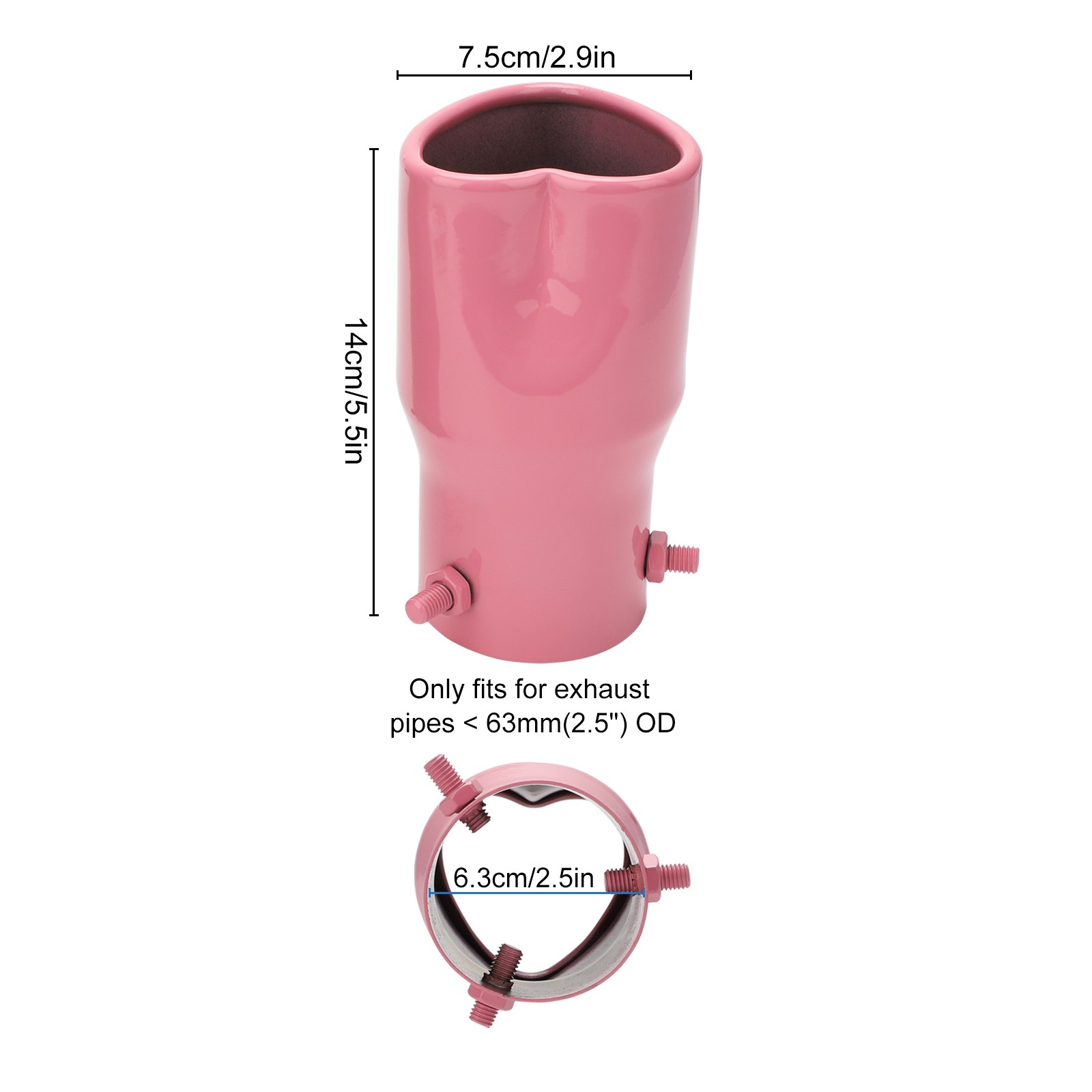 2.5″ Inlet Heart-Shaped Car Rear Exhaust Pipe Tail Muffler Tip Matte Accessories
