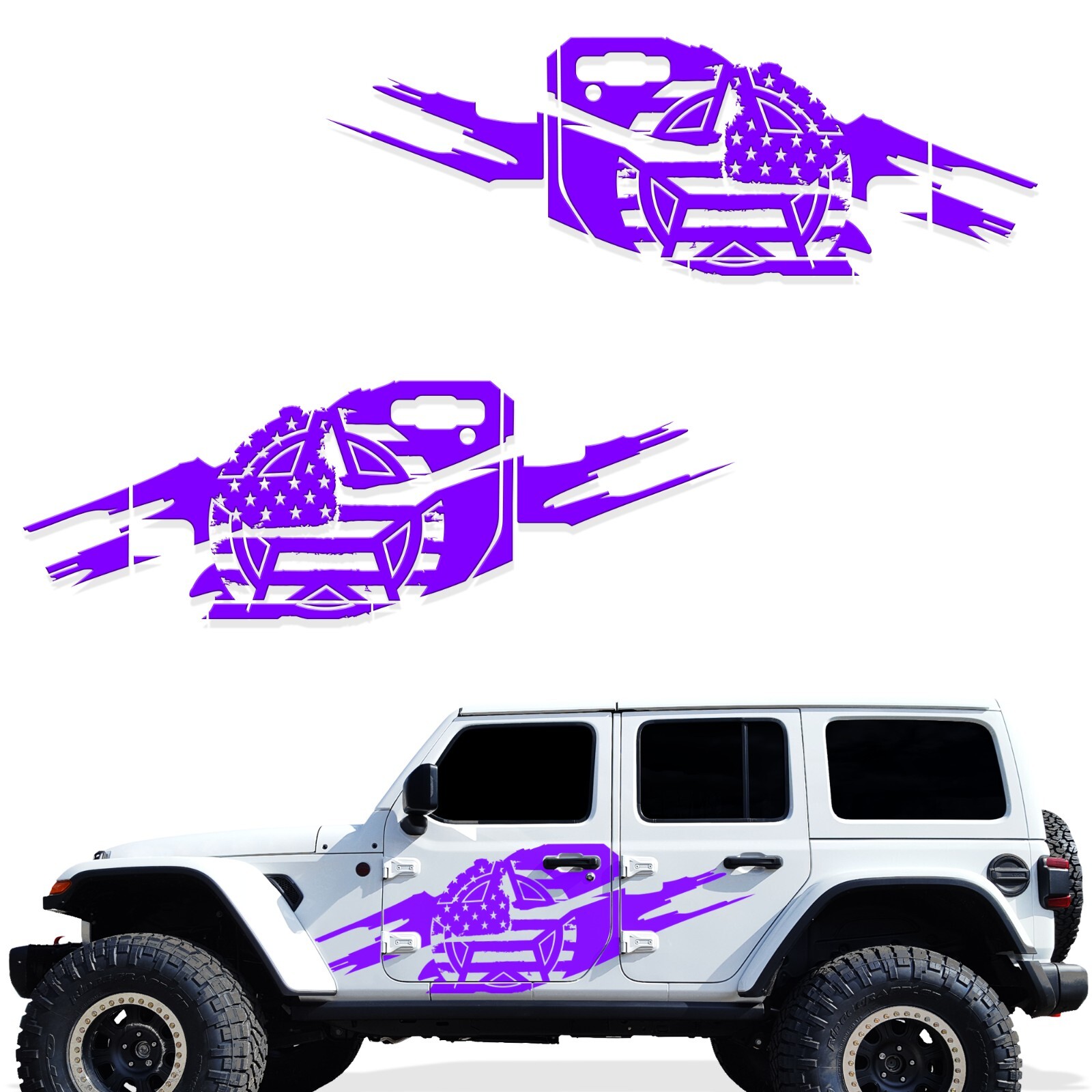 Custom Vinyl Decal Wrap Kit for 4D 2018-2021 Jeep Wrangler Rubicon TAS Purple