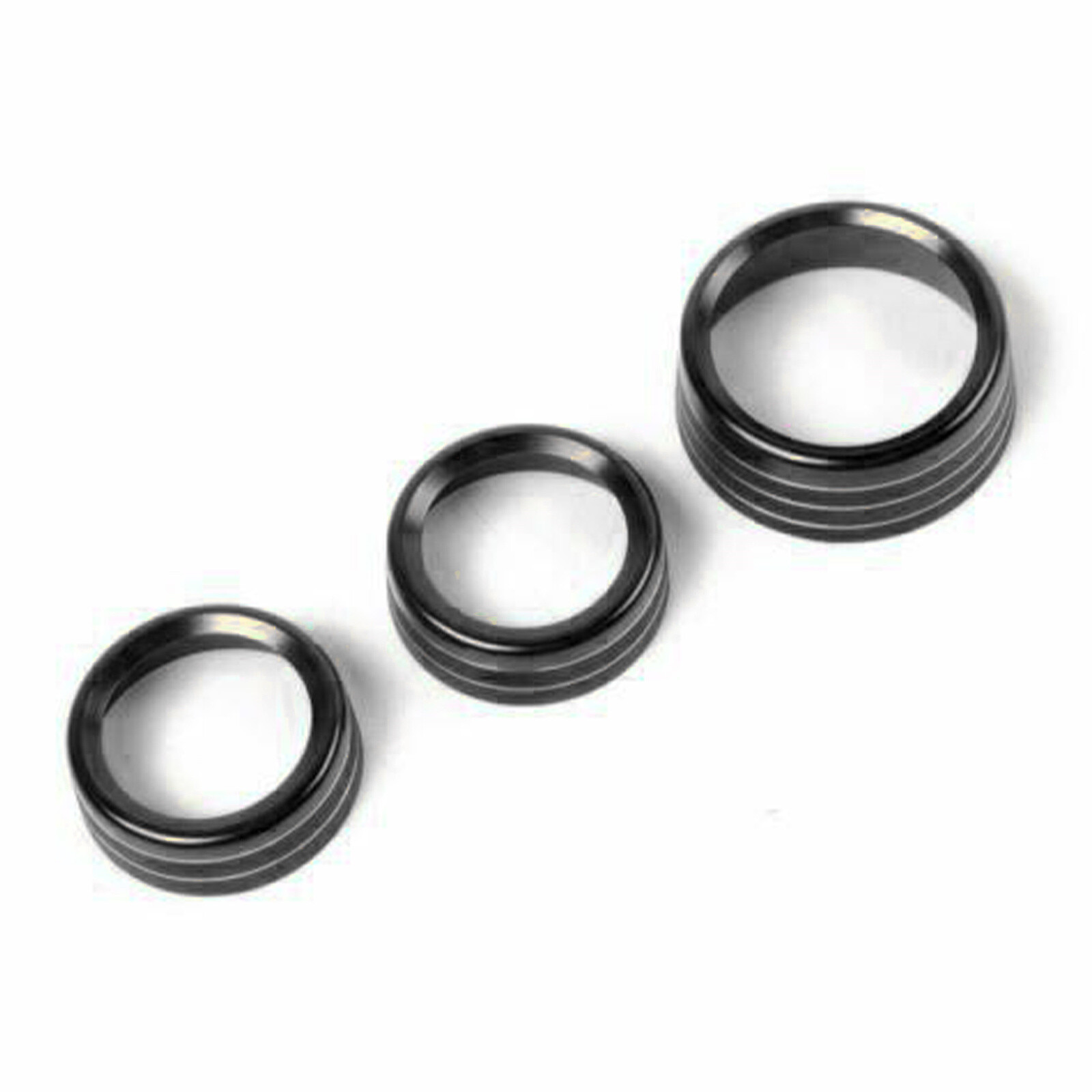 3PCS Black Climate Volume Turn Knob Ring Cover For 14-21 Jeep Grand Cherokee