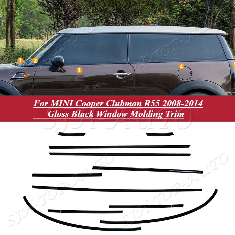 For MINI Cooper Clubman R55 2008-2014 Black Window Molding Trim Frame Strips 11p