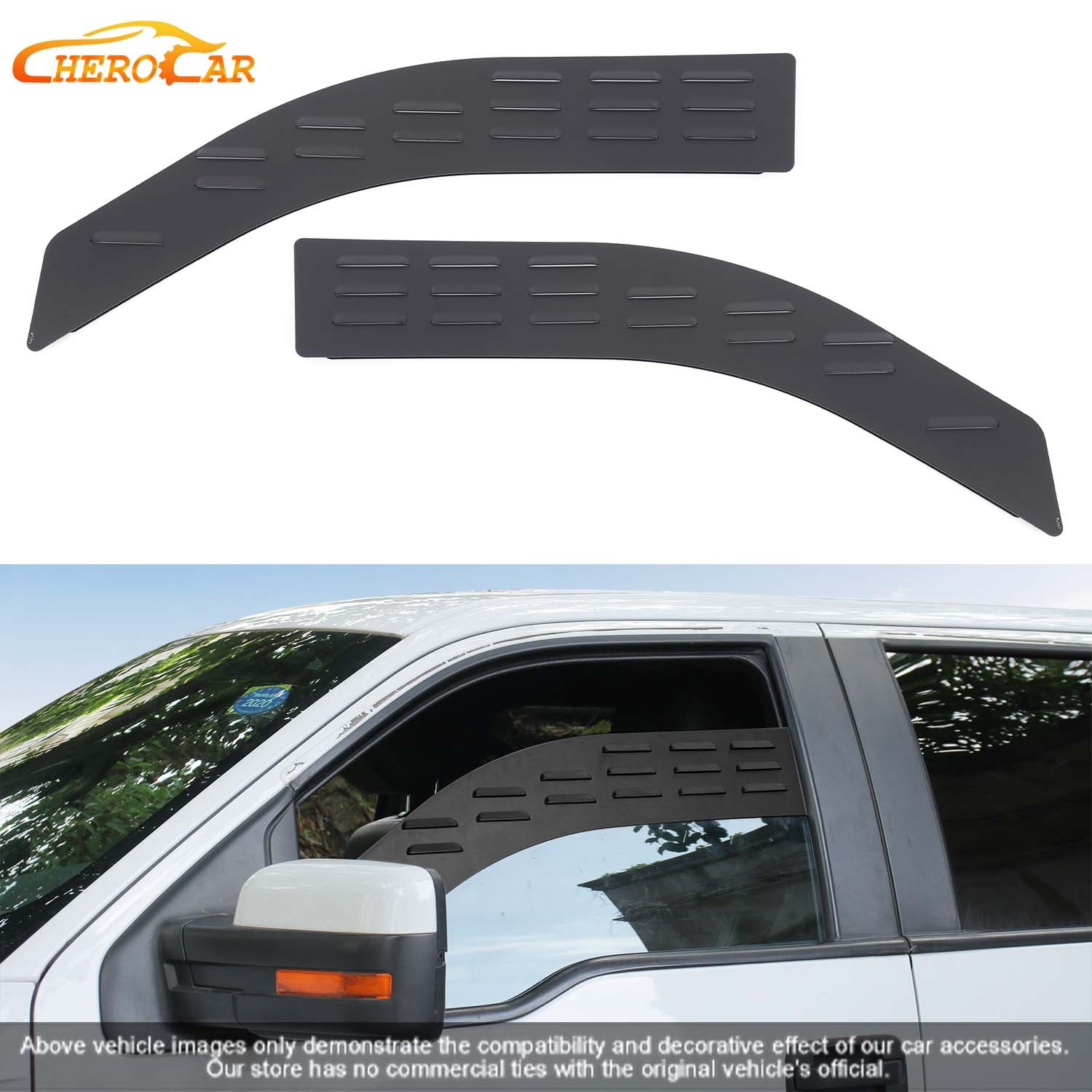 Sides Front Door Window Louvers Air Vent Outlet Plate Cover for Ford F150 09-14