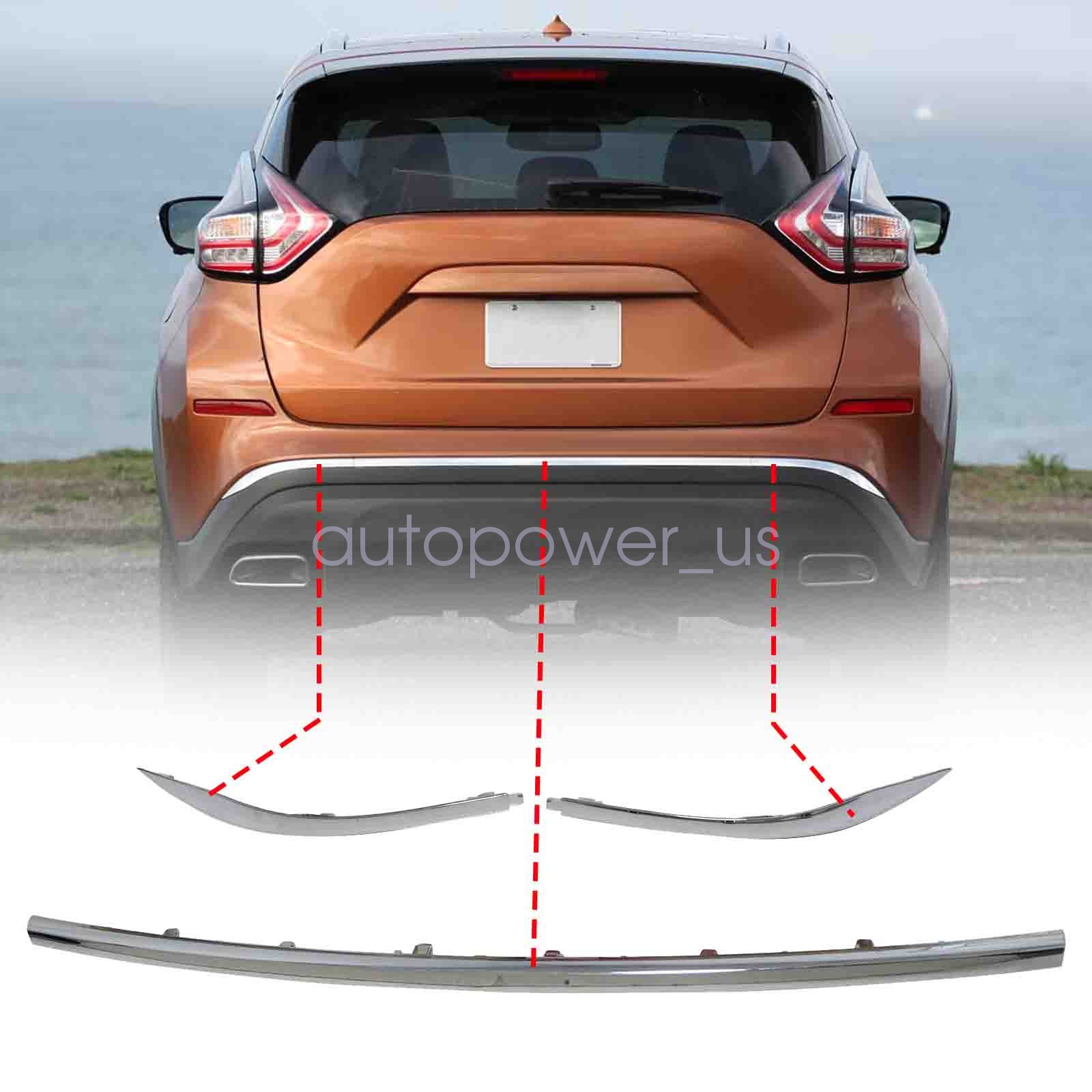 Brand New For Nissan Murano 15-20 Left Right Rear Bumper Center Chrome Molding