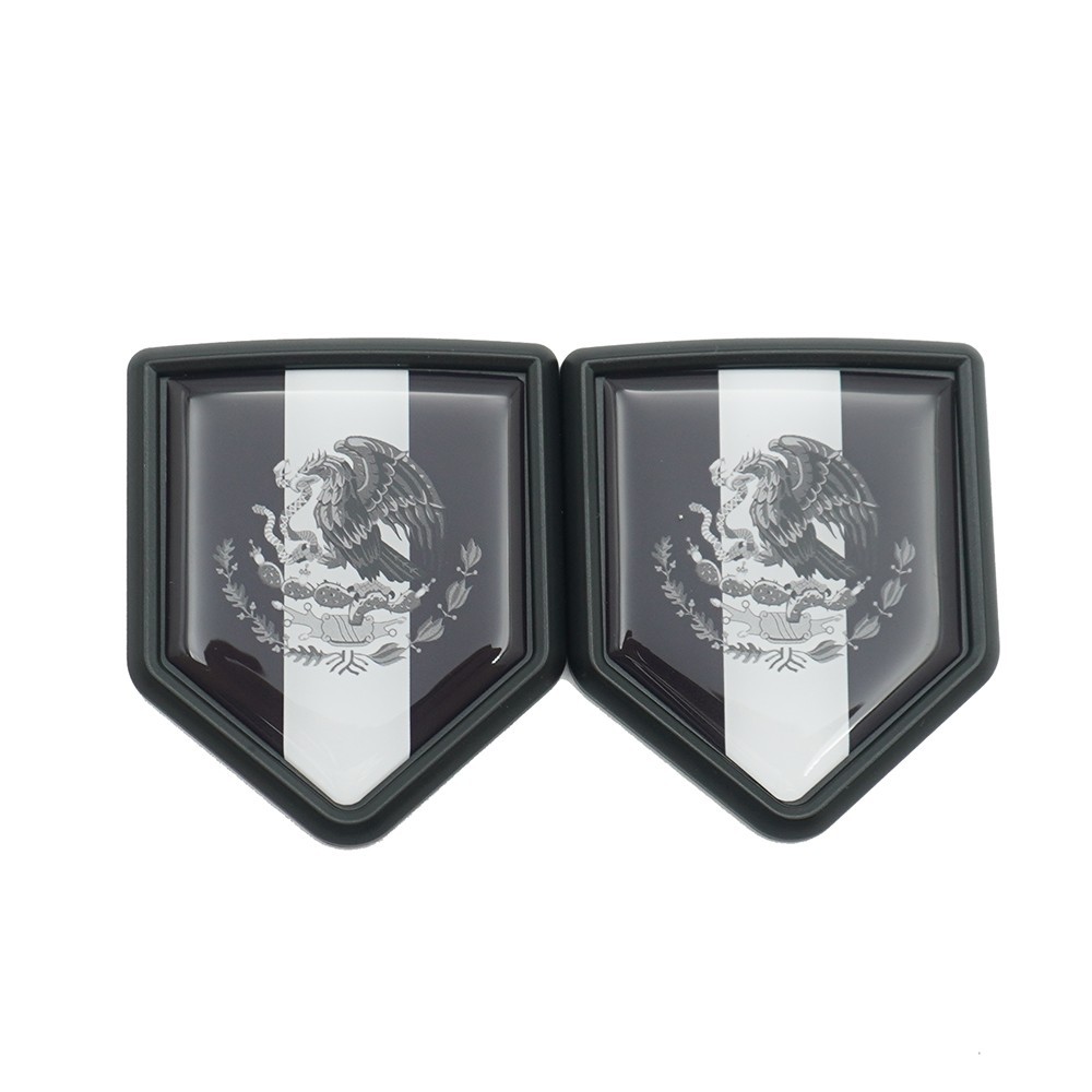 Pair Black Mexico Flag Shield Emblem Decal Sticker for Truck Vehicles Cars