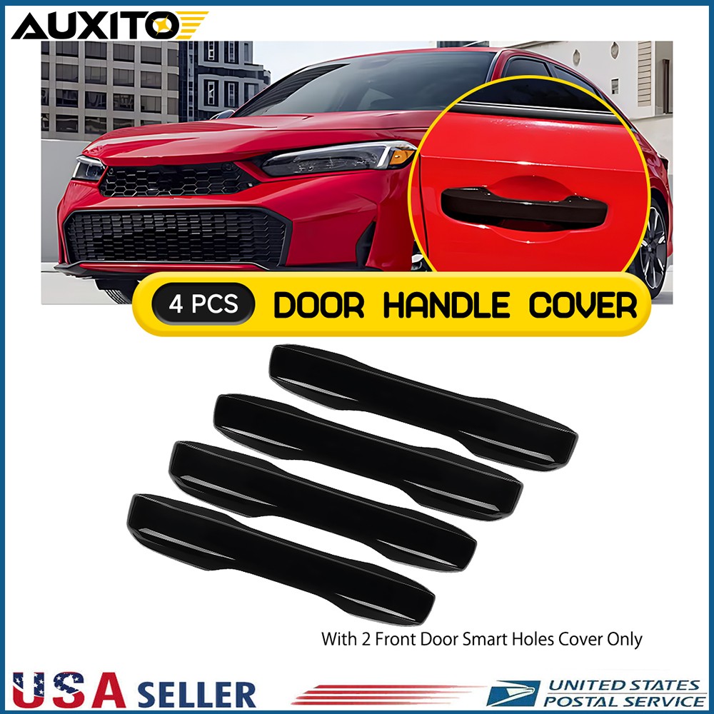 4x For 2022-2025 Honda 11th Gen Civic Door Handle Covers W/ Front Smartkey Black