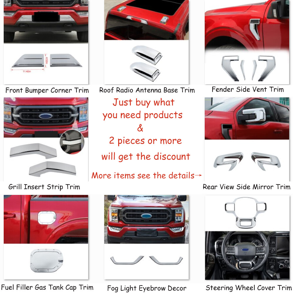 Chrome ABS Interior +Outer Full Decoration Accessories Cover For Ford F150 2021+
