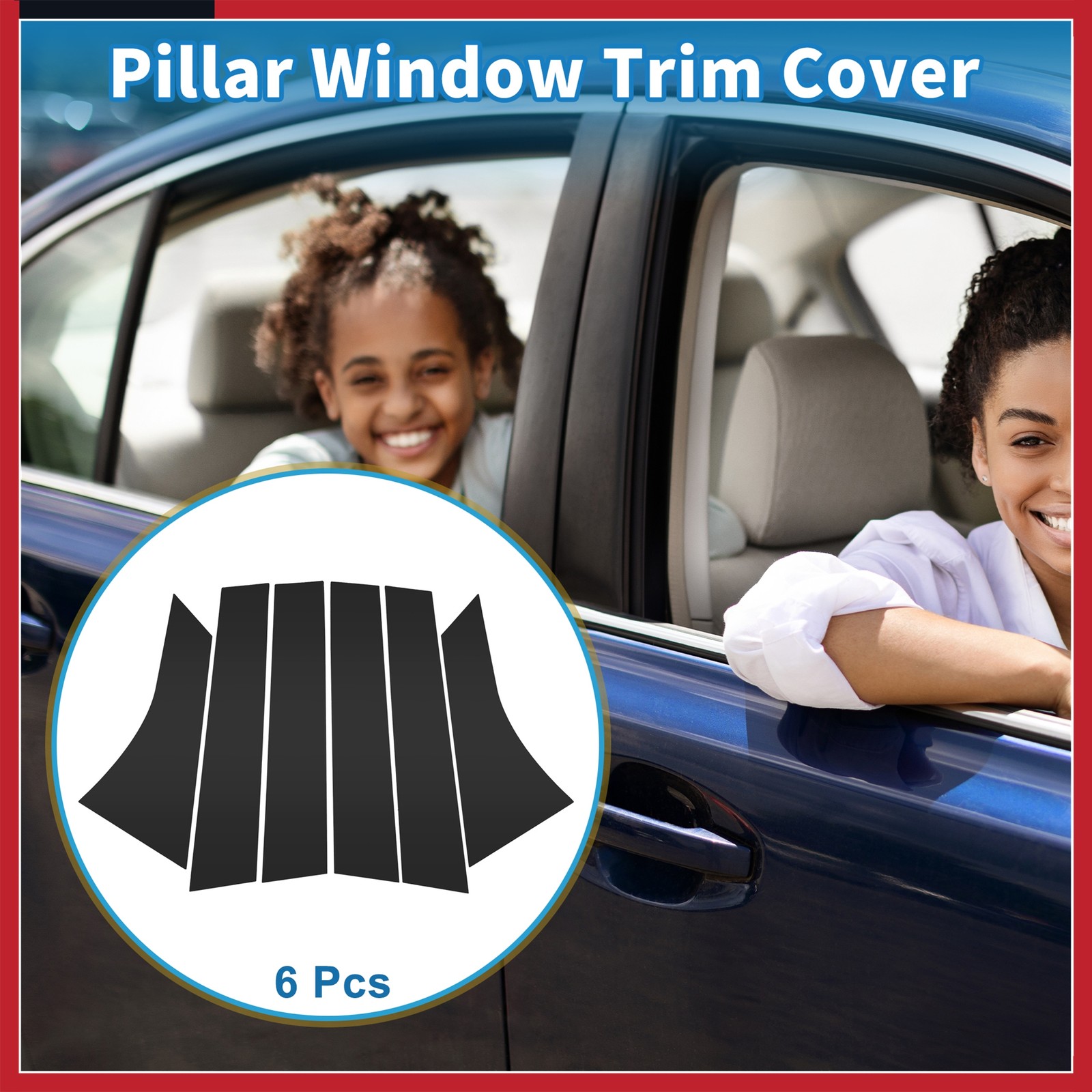 6 Pcs Door Pillar Window Trim for Ford Focus 2012-2019 Black