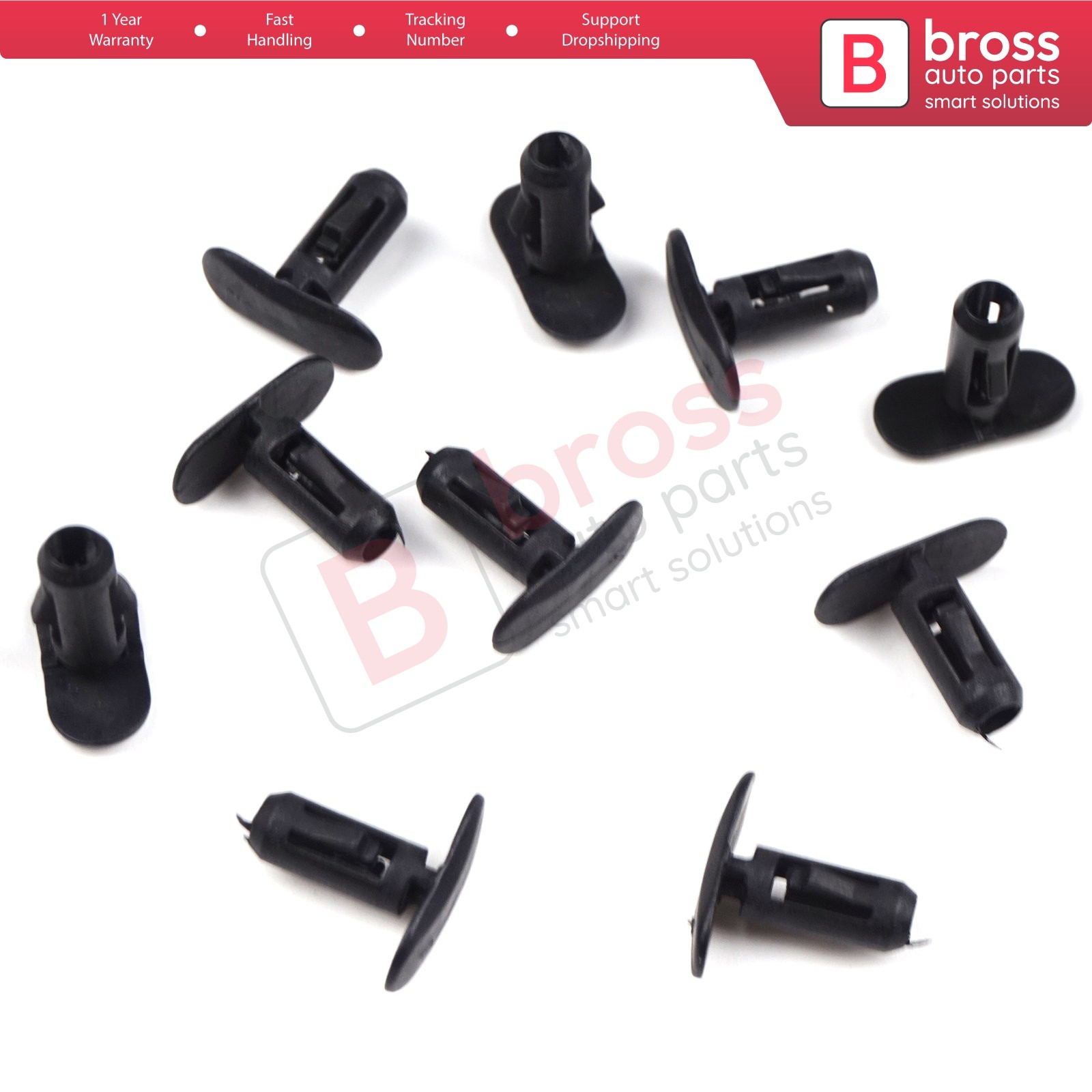 Bross Auto Parts BCF407 10 Pieces Retaining Clip, Black for Renault : 82176228