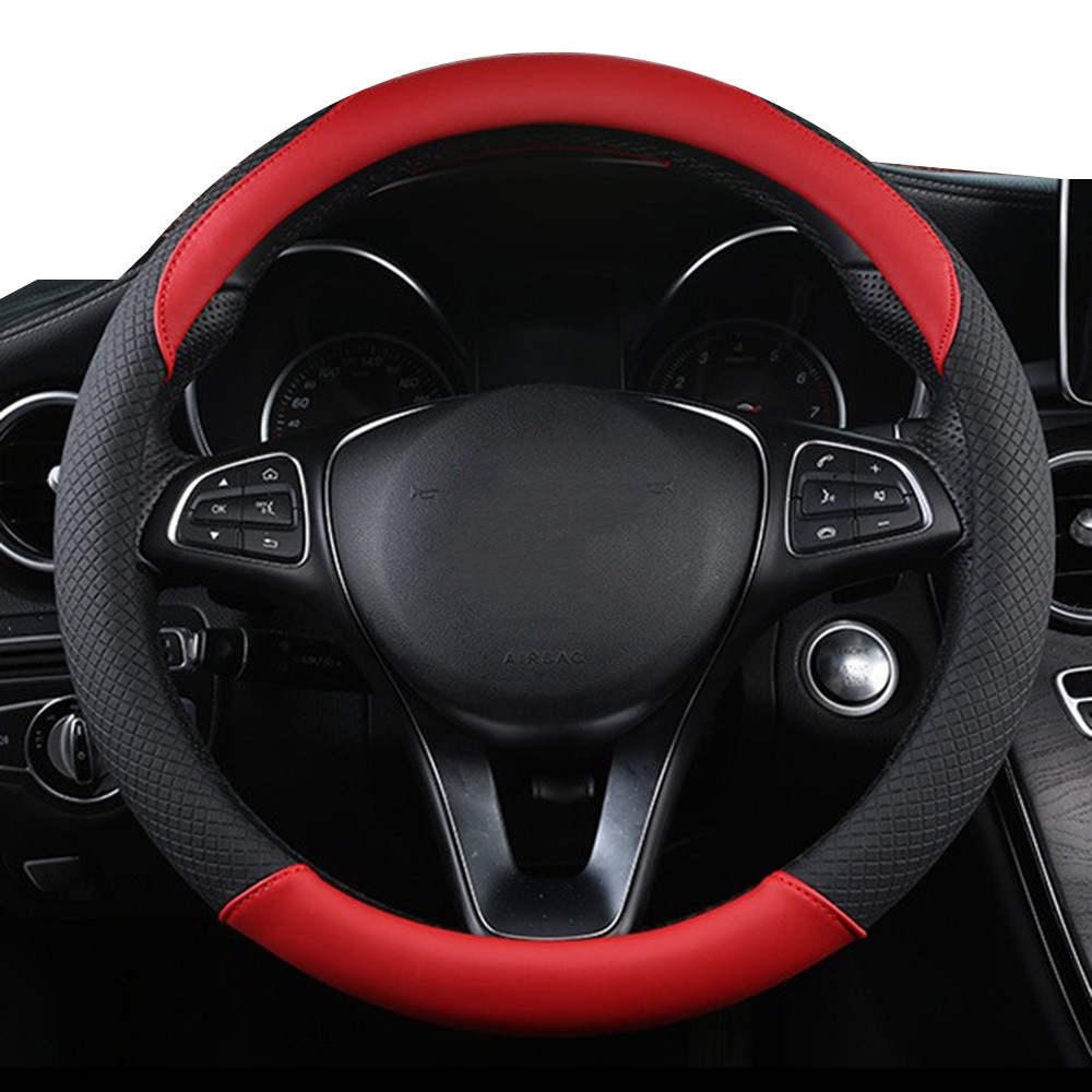 PU Leather Car Steering Wheel Cover Protector Universal For Most Auto SUV 15″
