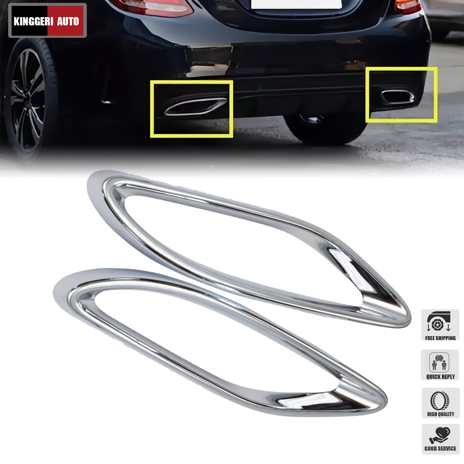 LH+RH Bumper Trim Chrome For Mercedes-Benz 2019-2022 A220 2018 E400 2021 E350 US