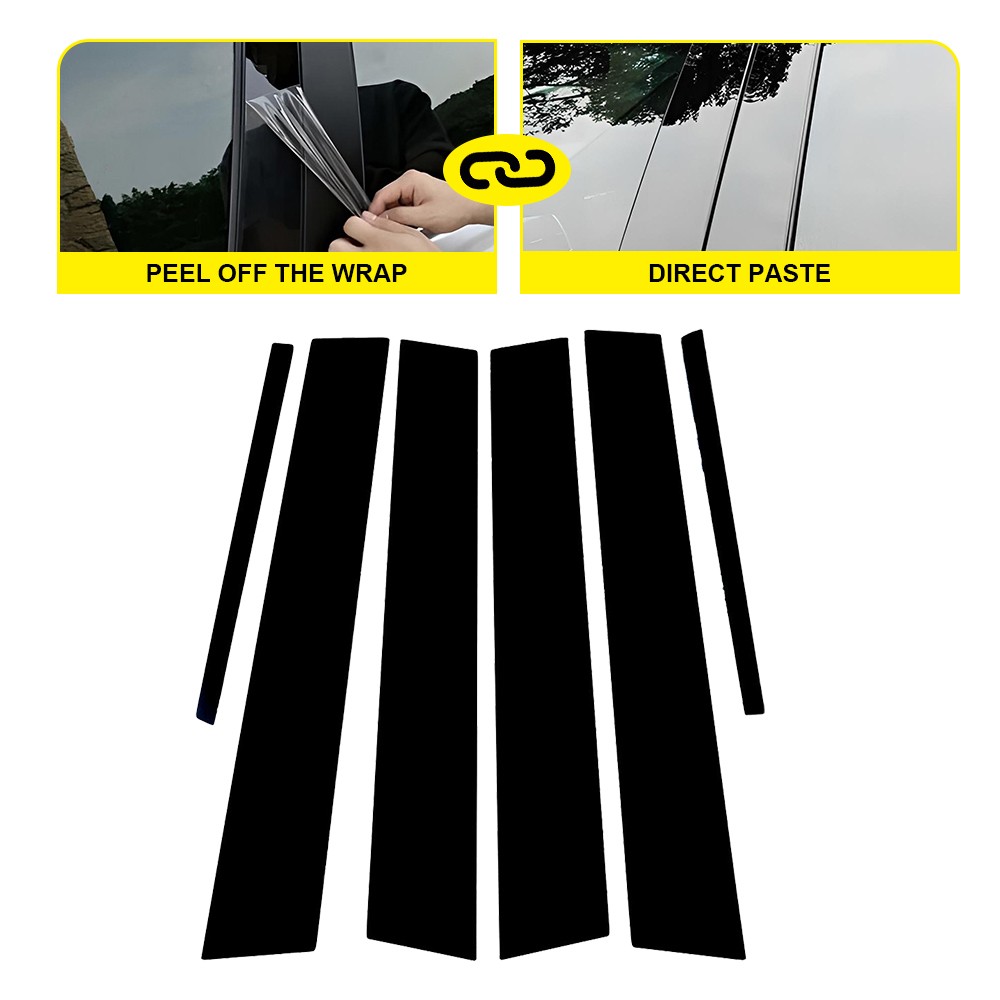 6PCS Window Pillar Covers Glossy Black For Dodge Charger 2011-2021 Decal Molding
