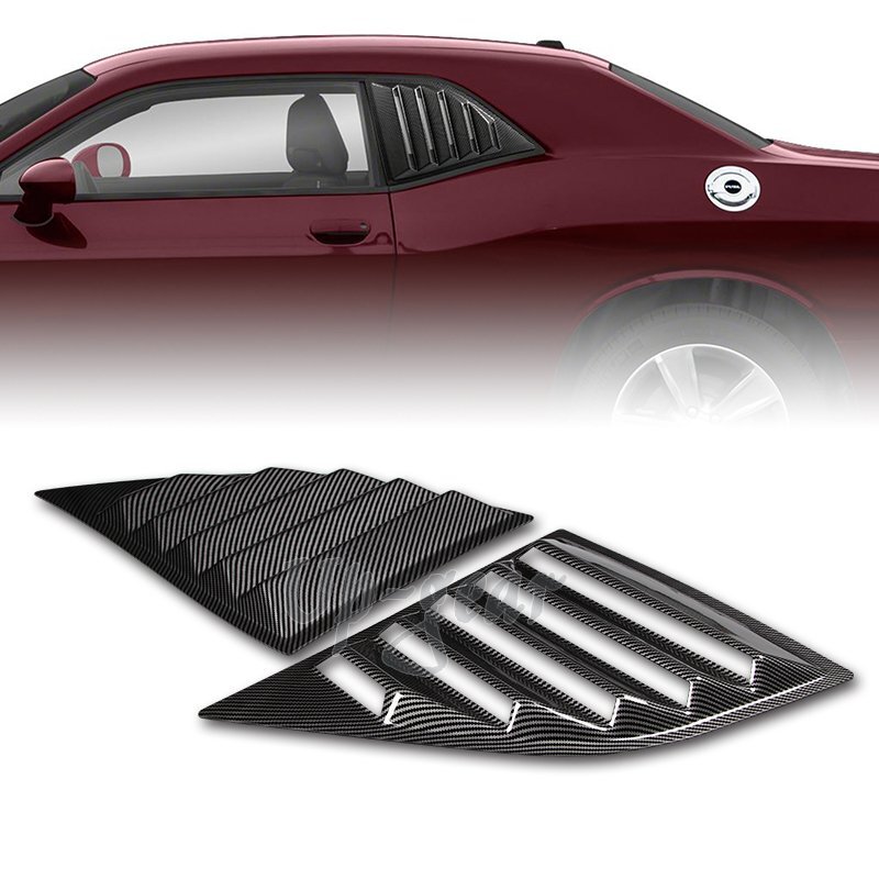 For 2008-2023 Dodge Challenger Carbon Style Side Window Louvers Scoop Cover Vent