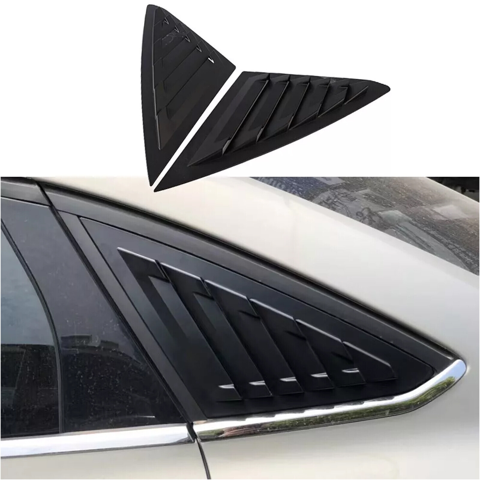 For Ford Focus Sedan 2012-20 Side Window Louver Shutter Cover Trim Matte Black