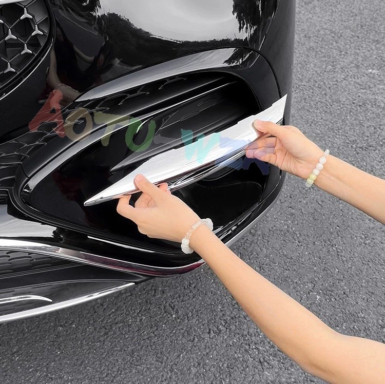 ABS Chrome Front Fog Light Lamp Strip Trim For 2024-2025 Benz GLE-Class 450 450e