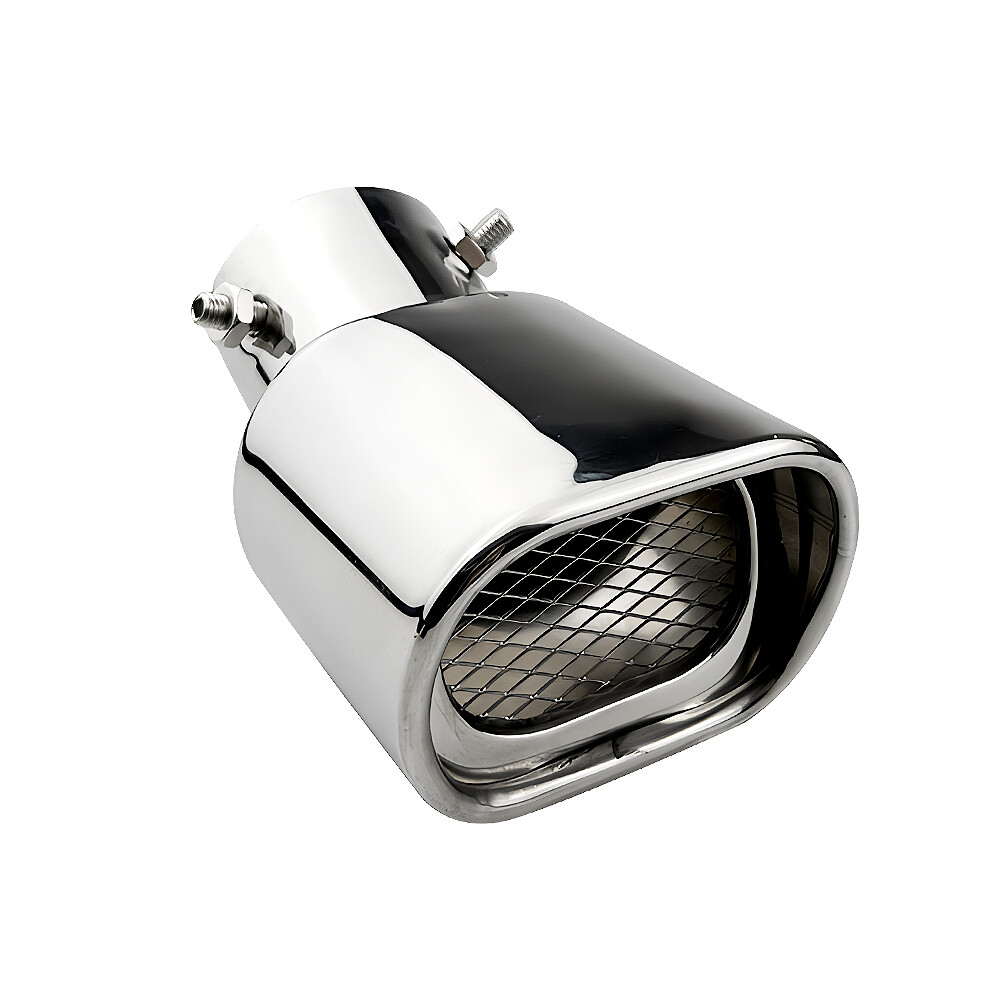 1PCS OtpOutopa Universal Car Exhaust Pipe Muffler Tip,Silver Angle Cut