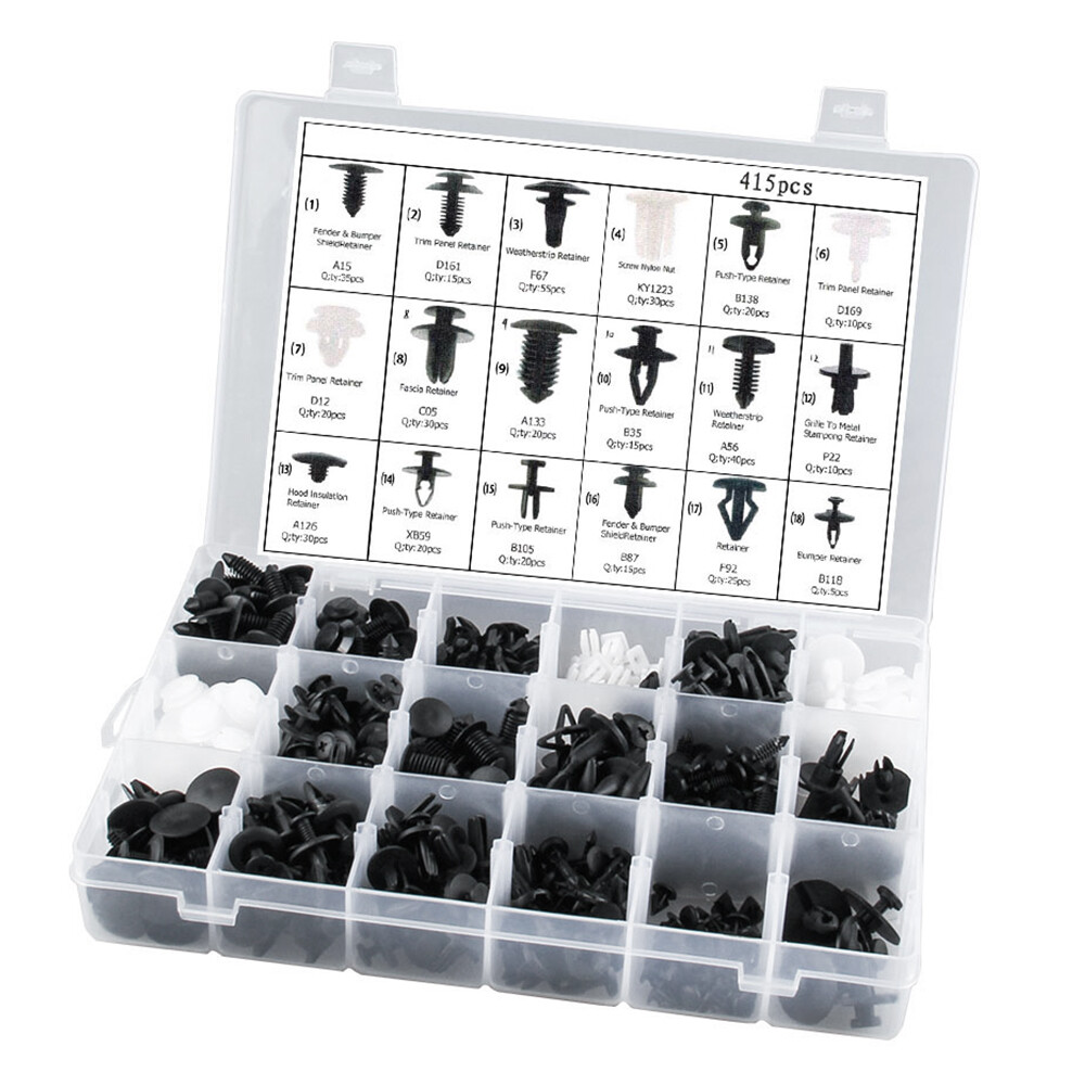 415pcs Car Bumper Clips Retainer Auto Car Plastic Rivets Fastener Fender Push