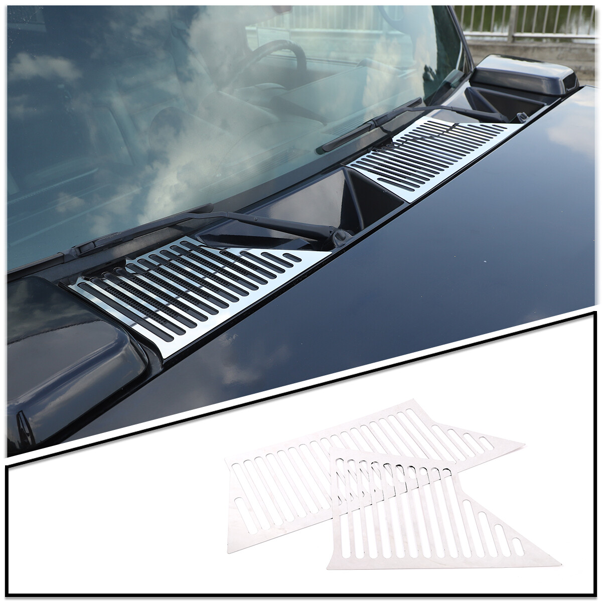 For Hummer H2 2003-2009 Hood Vent Trim Cover Stainless Steel Silver 2PCS