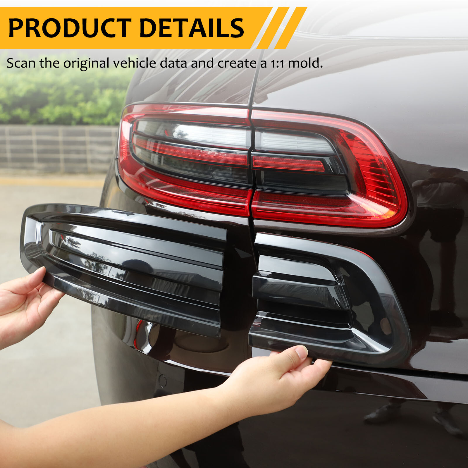 Smoked Black Rear Tail Light Guard Cover Trim For Porsche Macan 95B 2015-2018