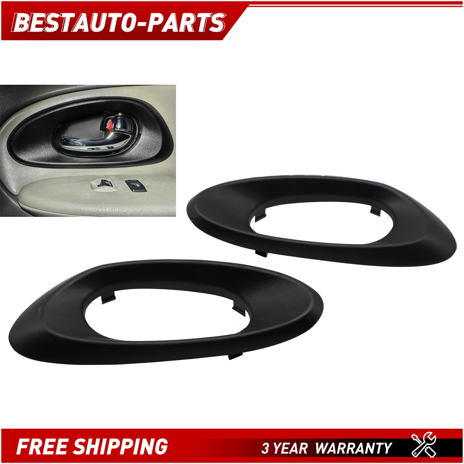 Rear LH & RH Interior Door Handle Trim For 2002-2009 Chevrolet Trailblazer 2003
