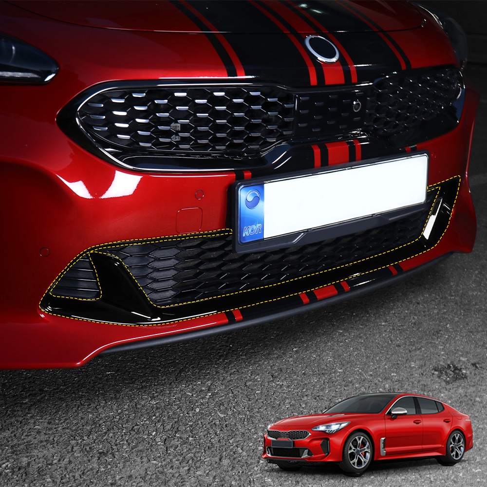 Black ABS radiator grille front grill trims protection frame for Kia Stinger CK