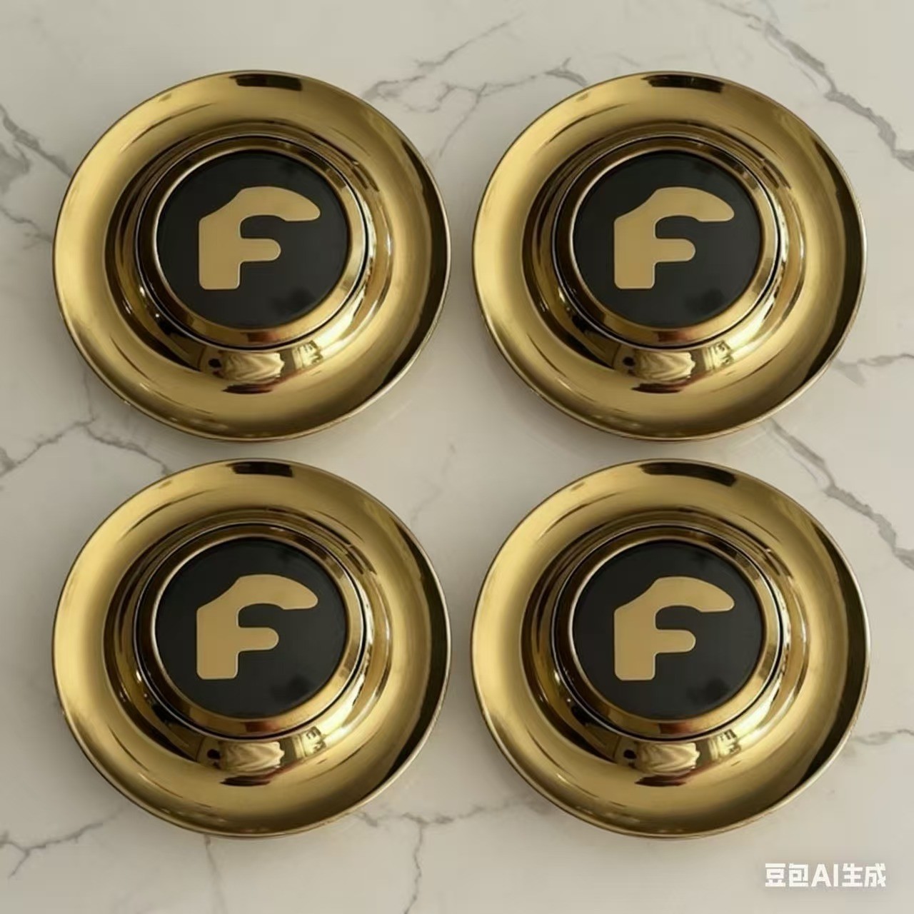 4 pcs Setas shown Forgiato Floating Center Caps XL Hubcap Rim 7.2”Gold black