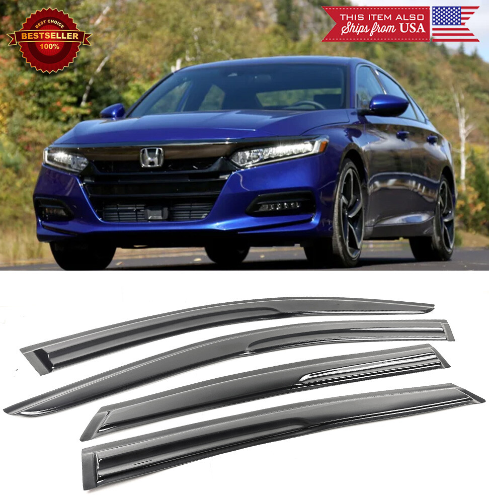 3D Out-Channel Window Visor Deflector Sun Wind Guard Shade For 18-22 Accord 4D