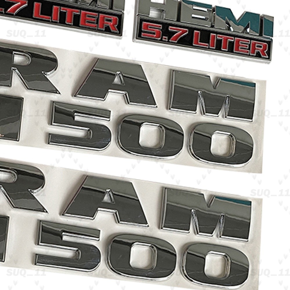 4PCS HEMI 5.7LITER RAM 1500 Chrome Emblem Badges 3D Raised Letter Fit for RAM
