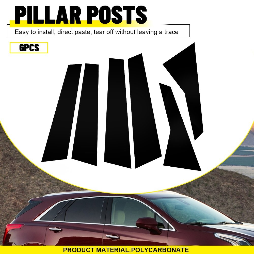 Piano PC Black Window BC Pillar Post Trim Molding For 2017-2023 Cadillac XT5