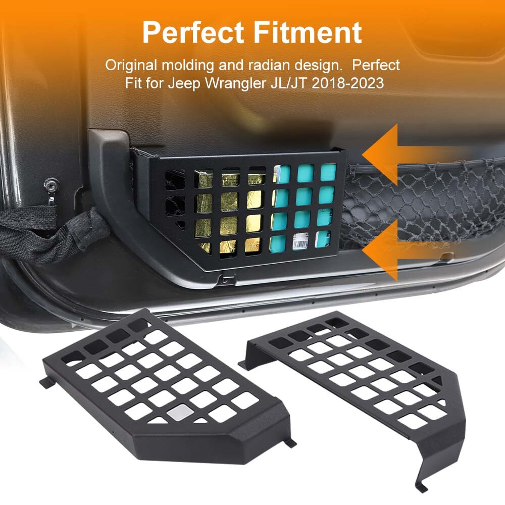 2PCS Front Door Net Pocket America Flag Pattern For Jeep Wrangler JL JLU JT 18+