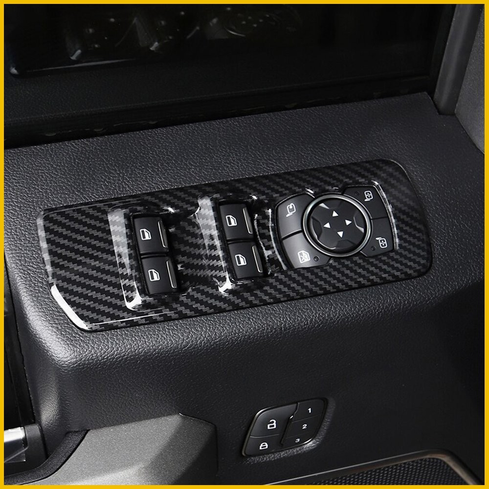 Carbon Fiber Grain Window Lift Adjust Panel Switch Trims For 2015-2019 Ford F150